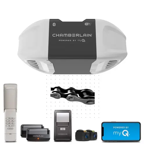 Garage Door Opener, Chain Drive, OS: myQ and Security+ 2.0