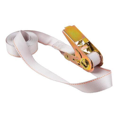 Tie-Down Strap, 1 in W, 13 ft L, Gray, 400 lb Working Load, Loop End