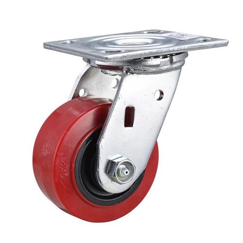 Caster 4" D Swivel Polyurethane 600 lb Red