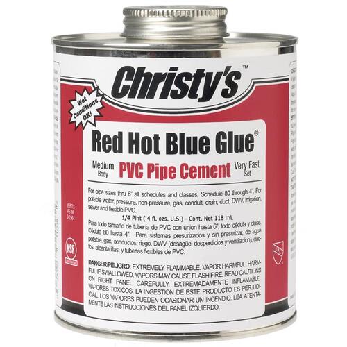 Christy's 505200 RH-RHBV-QP-48 Solvent Cement, 0.25 pt, Can, Medium Syrupy Liquid, Blue