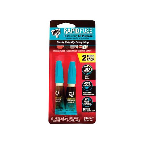 DAP 00158 RapidFuse Adhesive, Clear, 6 g Squeeze Tube - pack of 2