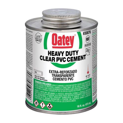 Oatey 30876 308763V Heavy-Duty Medium Set Cement, 16 oz Can, Liquid, Clear