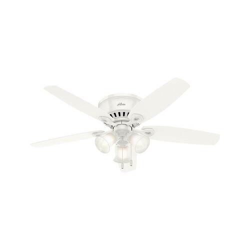Ceiling Fan, 5-Blade, Light Oak/Snow White Blade, 52 in Sweep, 3-Speed, With Lights: Yes