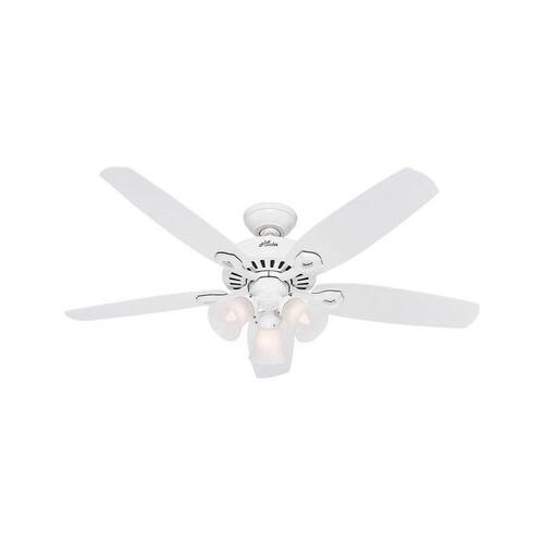 Hunter 53236 Ceiling Fan, 5-Blade, Snow White Blade, 52 in Sweep, 3-Speed, With Lights: Yes