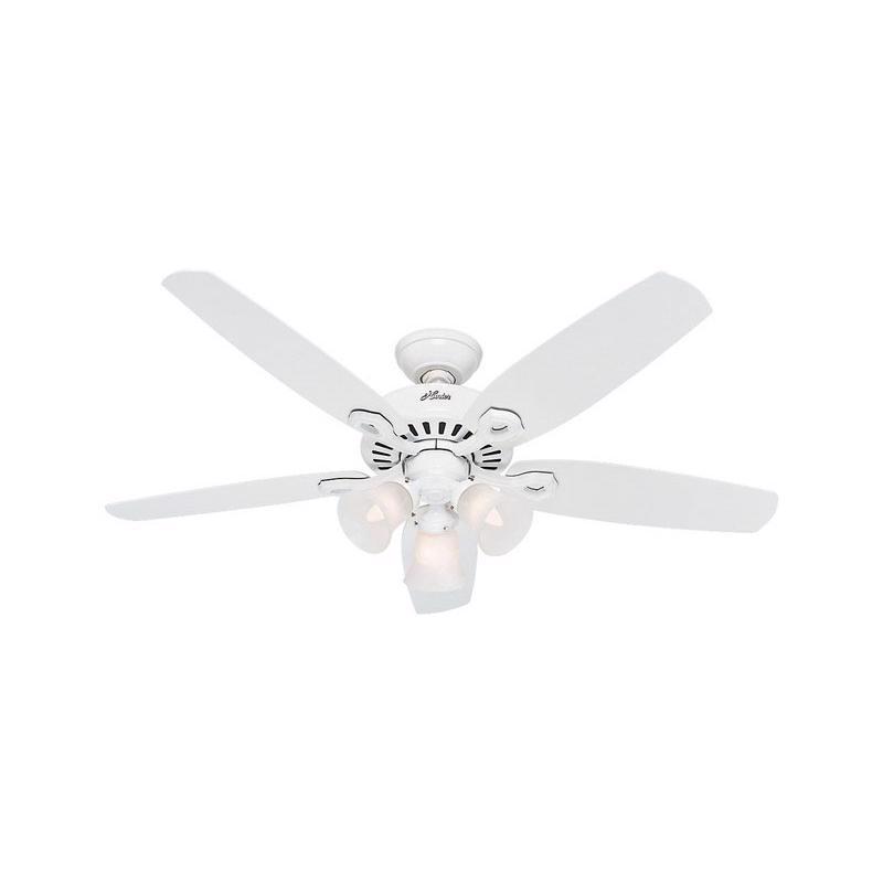 Hunter 53236 Ceiling Fan, 5-Blade, Snow White Blade, 52 in Sweep, 3-Speed, With Lights: Yes