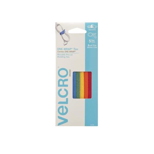 VELCRO Brand 90438ACS-XCP12 Strap One-Wrap 8" L Assorted - pack of 12