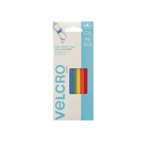 VELCRO Brand 90438ACS Ties ONE-WRAP Small Nylon 8" L Assorted