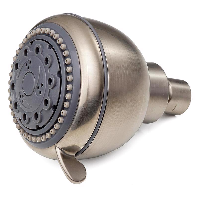 Whedon FP58C Showerhead Champagne Massage Brushed Nickel Plastic 5 settings 2-1/2 gpm Brushed Nickel