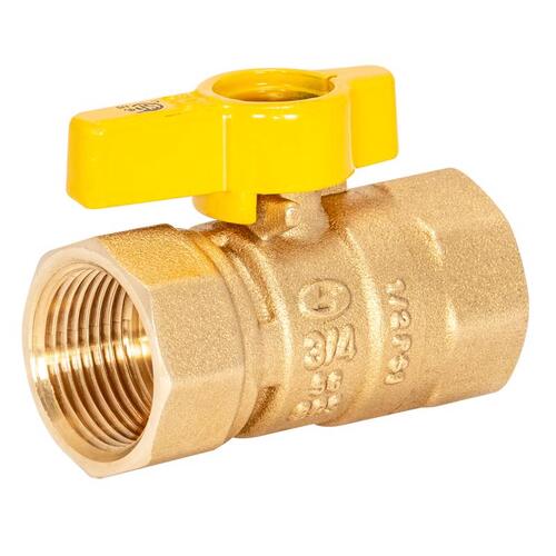 BrassCraft PSBV503-12 Gas Ball Valve, 3/4 in Connection, Flared, 5 psi Pressure, Brass Body