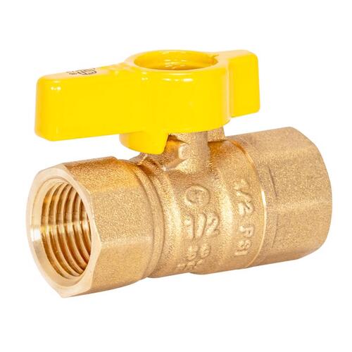 BrassCraft PSBV503-8 Gas Ball Valve, 1/2 in Connection, FIP, 5 psi Pressure, Brass Body