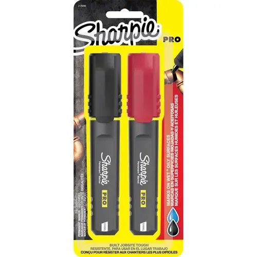 Permanent Marker PRO Black/Red Chisel Tip Pair