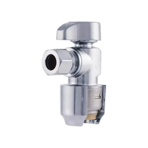 Stop Valve, 1/2 x 3/8 in Connection, Compression, 200 psi Pressure, Brass Body Chrome