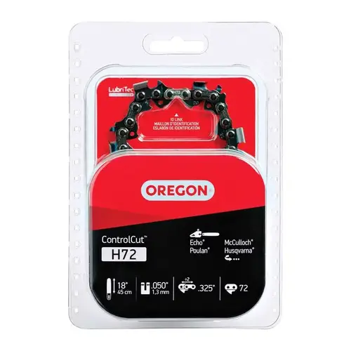 Oregon H72 Chainsaw Chain, 18 in L Bar, 0.05 Gauge, 0.325 in TPI/Pitch, 72-Link