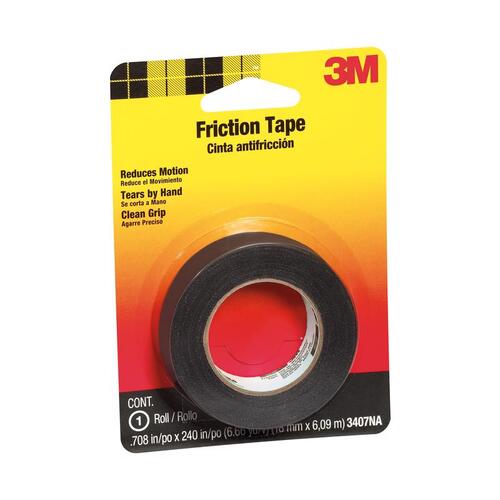 Friction Tape, 20 ft L, 3/4 in W, PVC Backing, Black