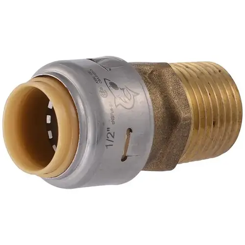 Connector Push to Connect 1/2" Push X 1/2" D MPT Brass