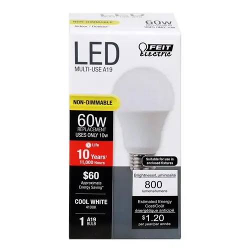 LED Bulb A19 E26 (Medium) Cool White 60 Watt Equivalence Milky