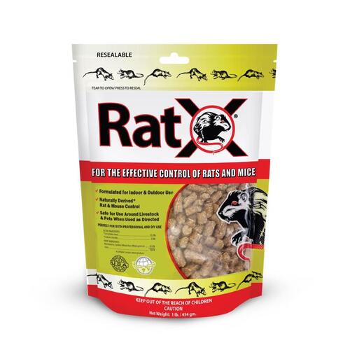 RatX RX-01 RatX Pellets - Rat & Mouse Bait 1-LB Resealable Bag