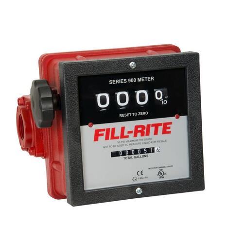 Fill-Rite 901C/901 Flow Meter, 1 in Connection, NPT, 6 to 40 gpm, 50 psi Pressure, 4-Digit Display