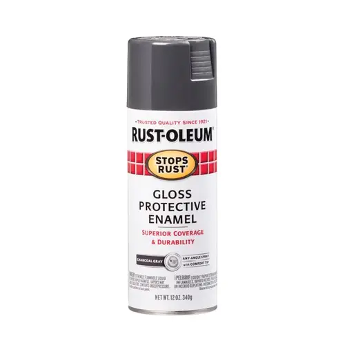 STOPS RUST Protective Enamel Spray Paint, Gloss, Charcoal Gray, 12 oz, Aerosol Can - pack of 6