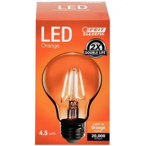 LED Bulb, General Purpose, A19 Lamp, 25 W Equivalent, E26 Lamp Base, Dimmable, Clear Orange