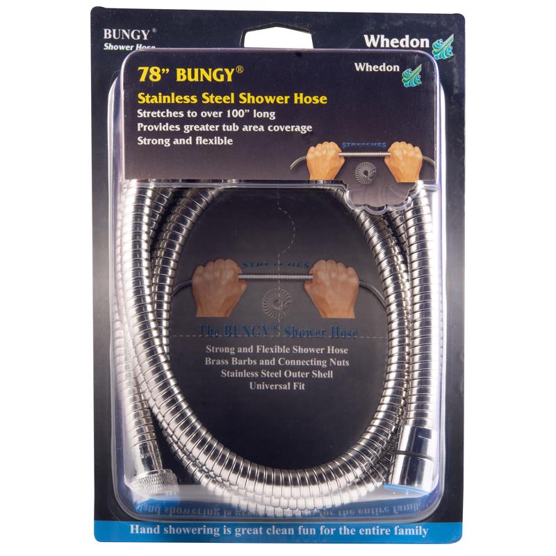 Whedon AF206C Shower Hose, 1/2 in Connection, Female, 78 to 100 in L Hose, Stainless Steel, Chrome Plated