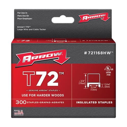 Arrow 721168HW Insulated Staples T72 3/4" L 15 Ga. Wide Crown Gray
