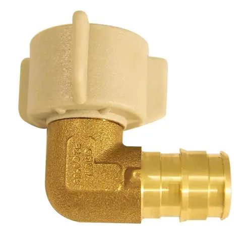 Apollo Valves EPXFE12S ExpansionPEX Series Swivel Pipe Elbow, 1/2 in, Barb x FNPT, 90 deg Angle, Brass, 200 psi Pressure