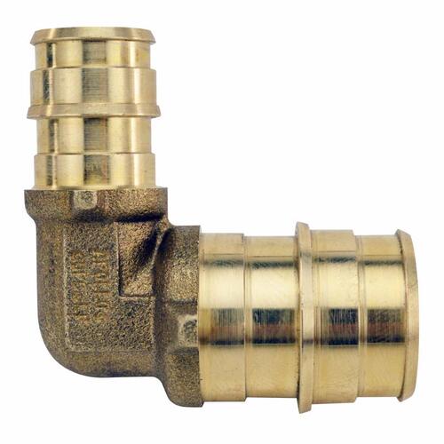 ExpansionPEX Series Reducing Pipe Elbow, 1/2 x 3/4 in, Barb, 90 deg Angle, Brass