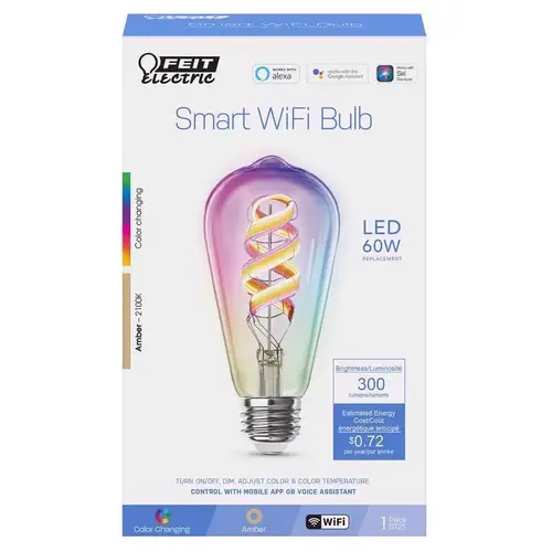 LED Smart Bulb LED Smart ST21 E26 (Medium) Smart-Enabled Amber 60 Watt Equivalence Clear