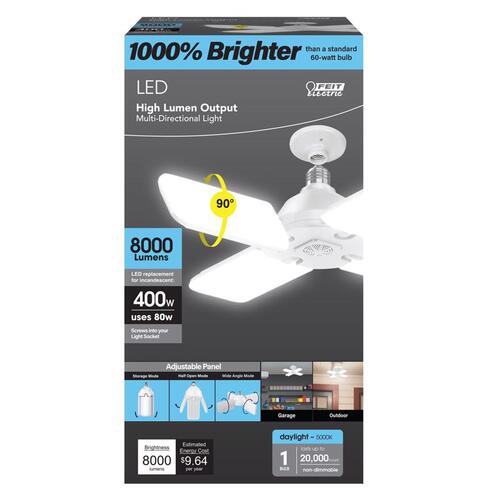 LED Bulb Folding Panel E26 (Medium) Daylight 400 Watt Equivalence Frosted