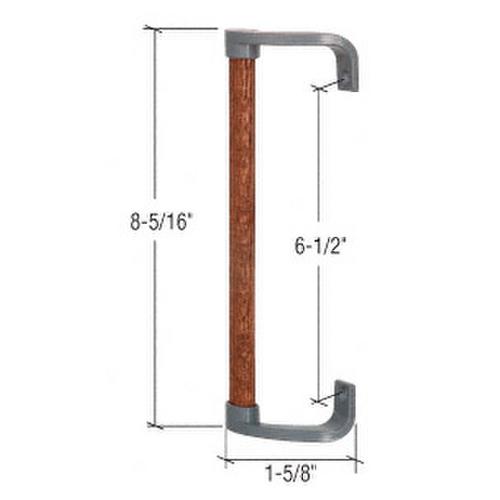 Gray Sliding Glass Door Hardwood Pull Handle with 6-1/2" Screw Holes