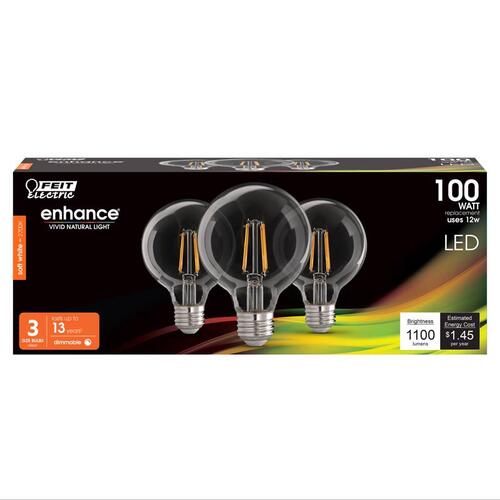 Filament LED Bulb G25 E26 (Medium) Soft White 100 Watt Equivalence Clear