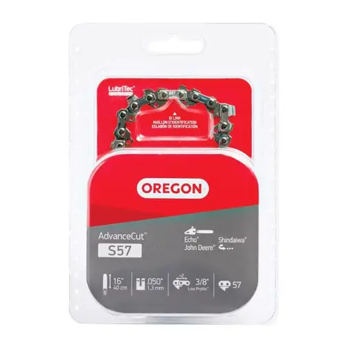 Oregon S57 Chainsaw Chain, 16 in L Bar, 0.05 Gauge, 3/8 in TPI/Pitch, 57-Link