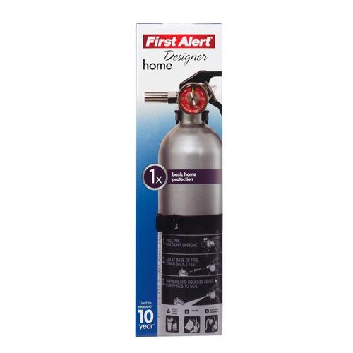 First Alert DHOME1 Rechargeable Fire Extinguisher, 2.4 lb Capacity, Monoammonium Phosphate, 1-A:10-B:C Class