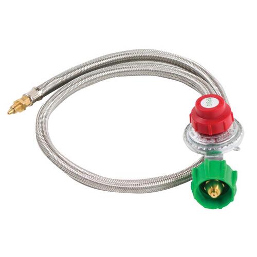 M5HPR Hose and Regulator, 1/8 in Connection, 36 in L Hose, Stainless Steel Silver