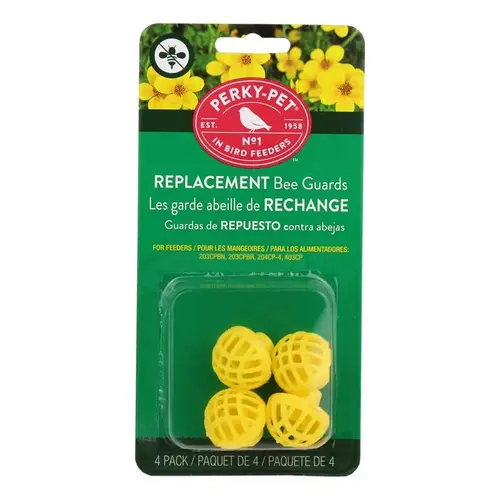 Perky-Pet 205Y Yellow Plastic Hummingbird Feeder Replacement Bee Guard (4-Pack)