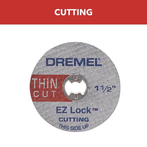 EZ Lock Cut-Off Wheel, 1-1/2 in Dia, 0.02 in Thick, 1/8 in Arbor Silver - pack of 5