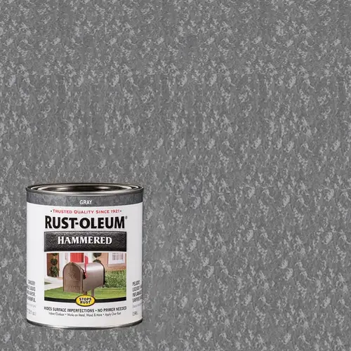 STOPS RUST Hammered Metal Finish, Gray, 1 qt, Can