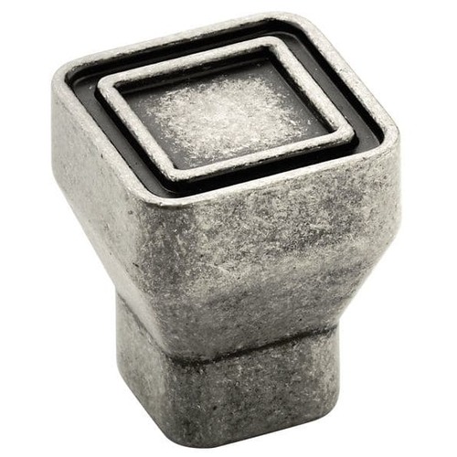 Polara 15/16 Inch Square Cabinet Knob Aged Pewter