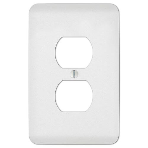 Wall Plate Perry Textured White 1 gang Stamped Steel Duplex Outlet Textured