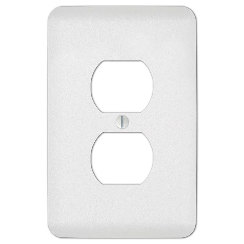 Amerelle 635DW Wall Plate Perry Textured White 1 gang Stamped Steel Duplex Outlet Textured