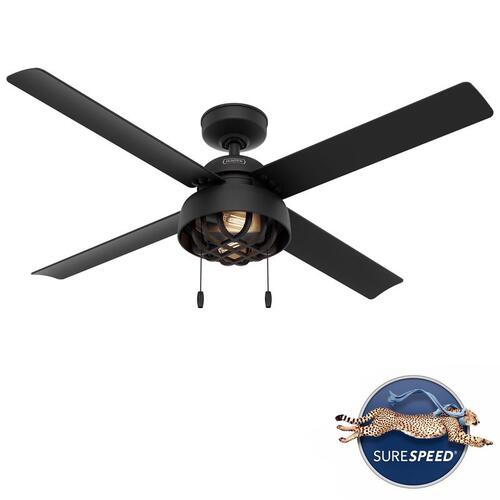 Hunter 50336 Ceiling Fan Spring Mill 52" Matte Black LED Indoor and Outdoor Matte