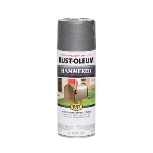 STOPS RUST Spray Paint, Hammered, Gray, 12 oz, Aerosol Can - pack of 6