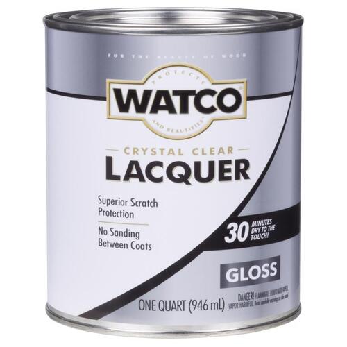 Lacquer Clear Wood Finish, Gloss, Liquid, Clear, 1 qt, Can