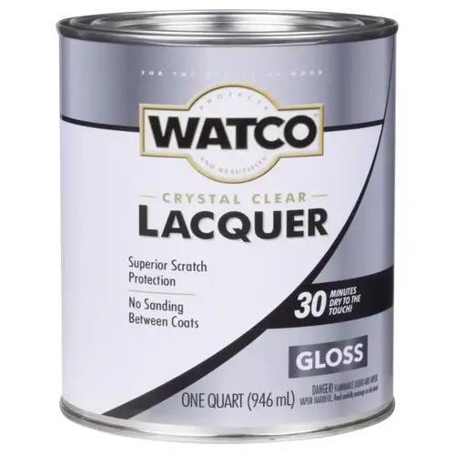 Lacquer Clear Wood Finish, Gloss, Liquid, Clear, 1 qt, Can - pack of 6