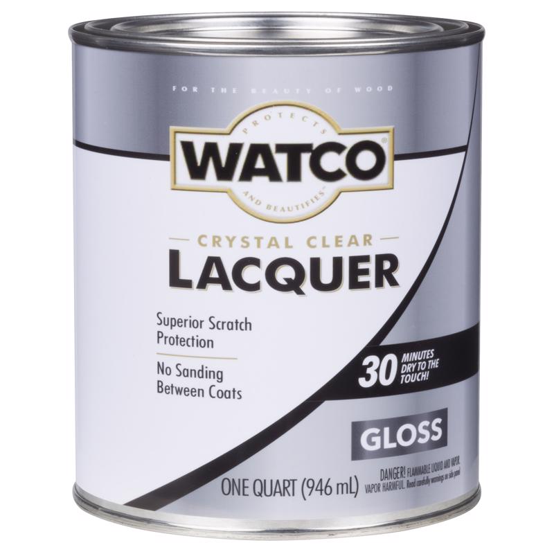 Watco 63041 Lacquer Clear Wood Finish, Gloss, Liquid, Clear, 1 qt, Can