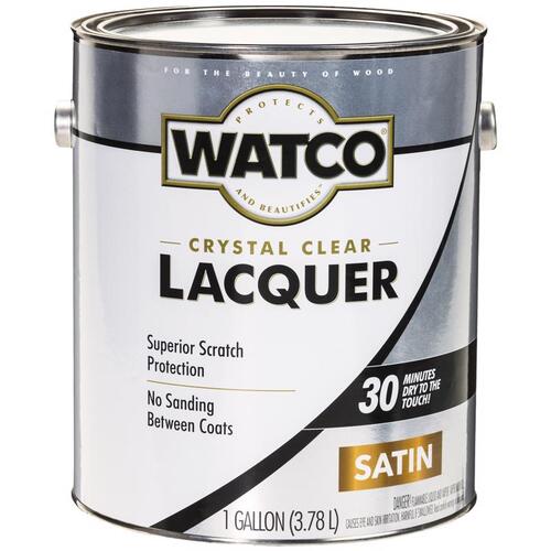 Lacquer Clear Wood Finish, Liquid, Clear, 1 gal, Can