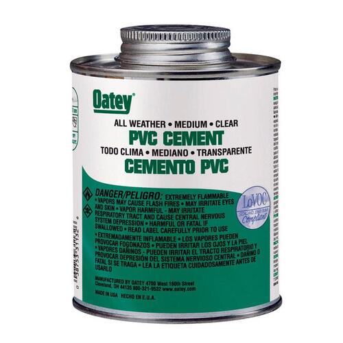 Oatey 31132 Solvent Cement, 16 oz Can, Liquid, Gray