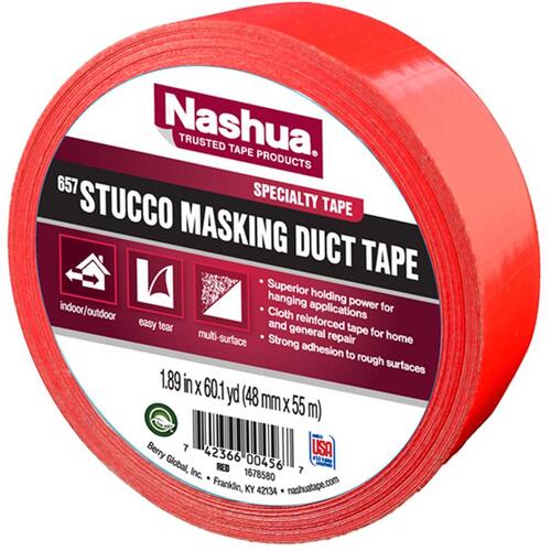 Masking Tape 1.89" W X 60 yd L Red Regular Strength Red