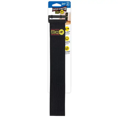 Wrap-It 702-24B Stretch Storage Straps Super-Stretch 2" W X 24" L Black 10 lb Black Pair